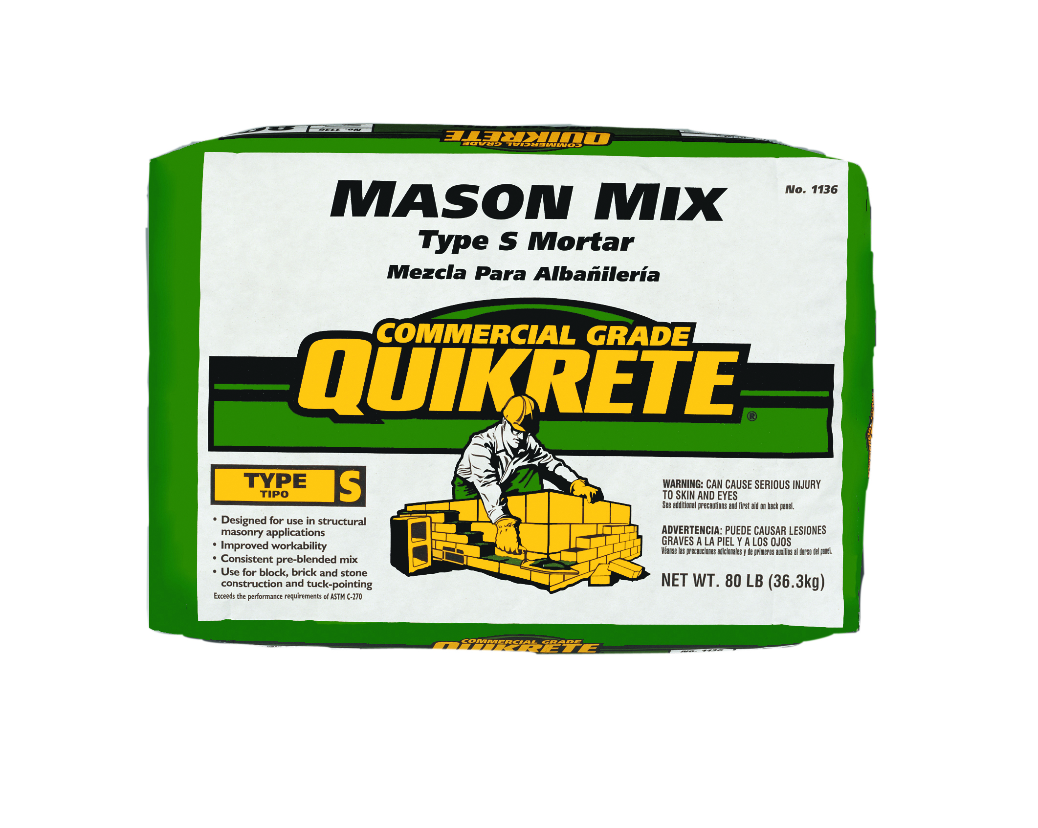 Quikrete Pre-Mixed Mason Mix 80lb Type S Mortar Bag