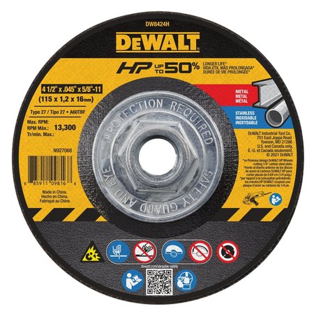 DeWalt 4-1/2in x .045in x 5/8in HP Cutting Wheel
